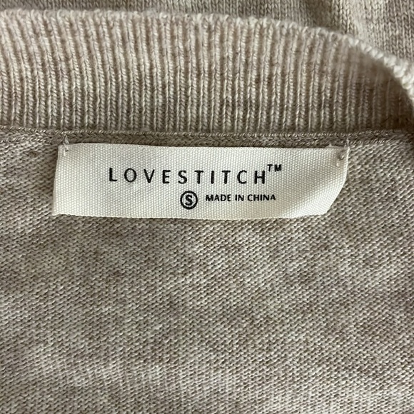 Lovestitch Ren Pullover V-Neck Sweater Size Small Oatmeal/Black Bohemian - Picture 10 of 14